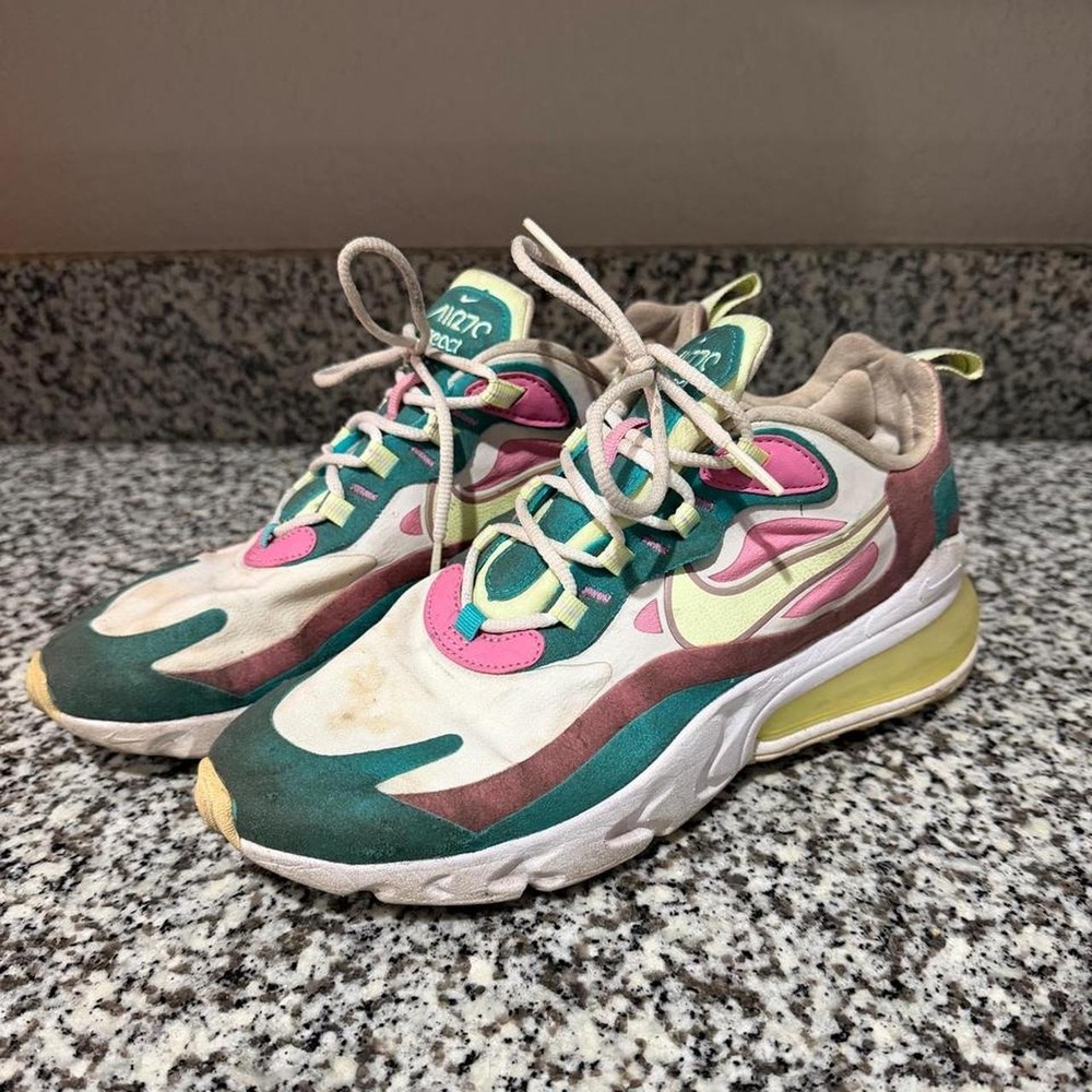 Nike Air Max 270 React Electro Green Yellow Pink Sneakers Size 8.5 W